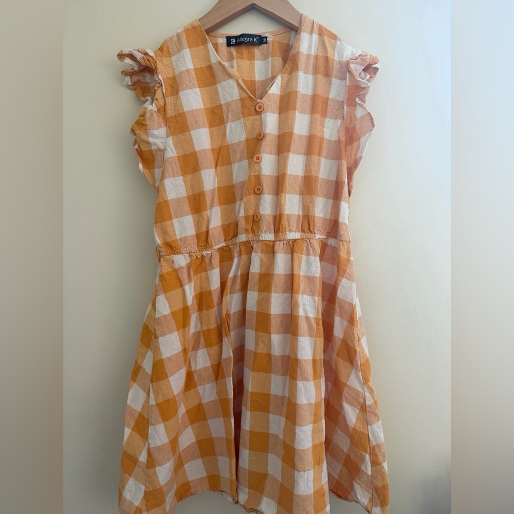 Allegra K Yellow and White Gingham Dress
